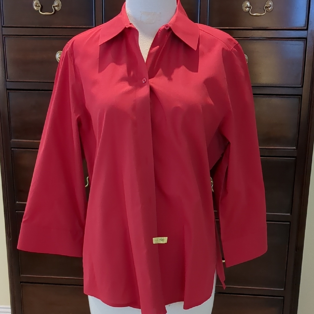 Foxcroft Women's Vibrant Red Button-Down Shirt